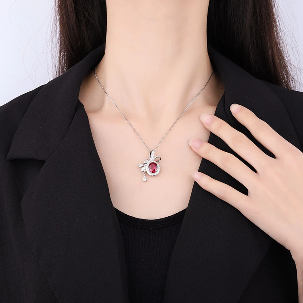 Лаборатория Vinregem 8MM Создала Рубин Сапфир Изумруд Параиба Турмалин Винтажное ожерелье с подвеской для женщин Ювелирные изделия Оптом5