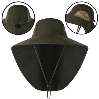 Женская Мужская панама с шалью, летняя защита для лица и шеи, дышащая походная рыболовная шляпа с клапаном на шее, солнцезащитная кепка с защитой от ультрафиолета