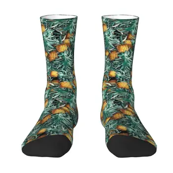 Кавайные мужские носки с рисунком тропических фруктов и ананаса, унисекс, теплые дышащие носки для экипажа с 3D-принтом