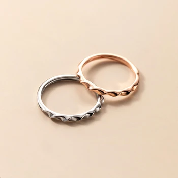 Кольцо для женщин из стерлингового серебра S925 Пробы, Корейское Волнистое Витое Регулируемое Хвостовое кольцо, Индивидуальное Простое Модное ювелирное изделие