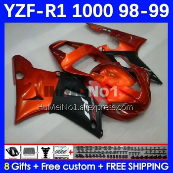 Корпус для YAMAHA YZF R 1 1000 куб.см 1000CC 98-99 156No.6 YZF R1 YZF1000 YZFR1 98 99 YZF-1000 YZF-R1 1998 1999 Обтекатель Оранжево-черный