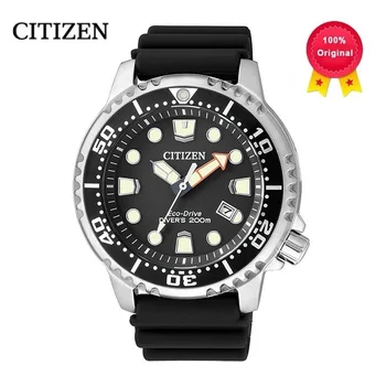 Оригинальные Мужские часы Citizen Ecology-Drive Серии Eco-Drive С черной пластиной, Спортивные Часы Для дайвинга, Силиконовые Люминесцентные Мужские часы BN0150